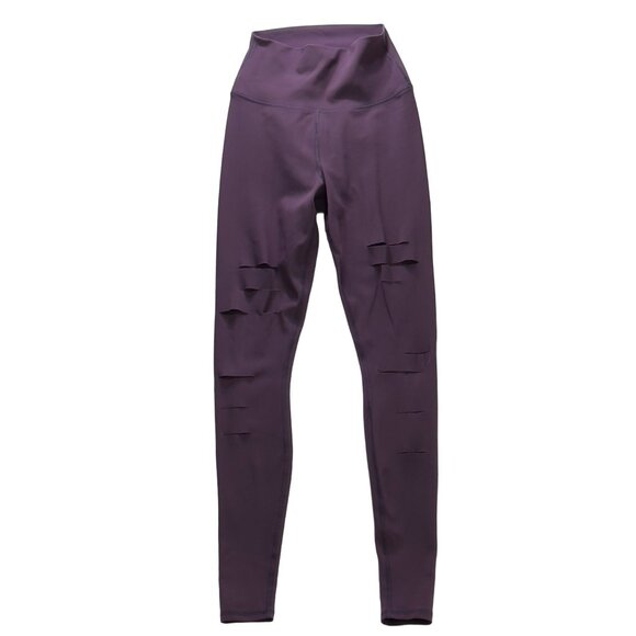 ALO Womens Leggings Activewear Grape Stretch Destroyed Full Length Size XS - Picture 2 of 11